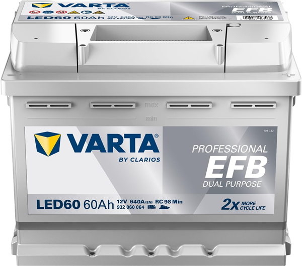 Batterie Varta LED60 12V 60ah/C20 - 70ah/C100 Décharge lente