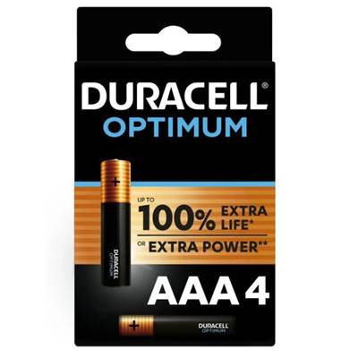 Piles LR03 X 4 Duracell OPTIMUM AAA 1.5V Alcaline