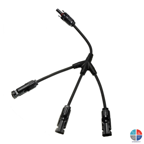 Connecteur MC4 triple Femelle/Mâle-Mâle-Mâle monté sur câble