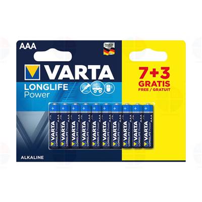 Piles LR03 VARTA LONGLIFE POWER AAA 6+2 offertes 1.5V Alcaline