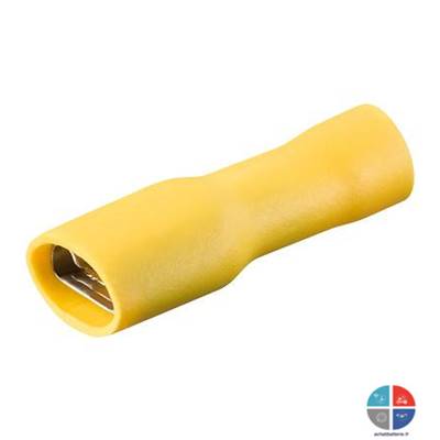 Cosse femelle isolée plate jaune 6.3mm pour 6mm²