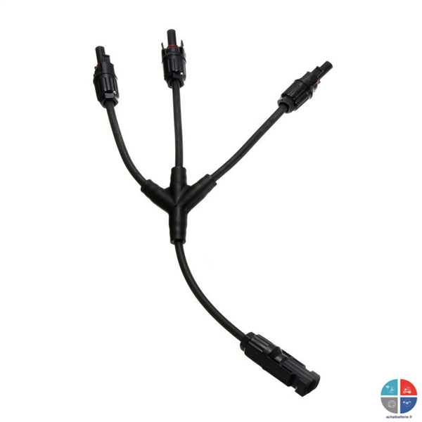 Connecteur MC4 triple Mâle/Fem-Fem-Fem monté sur câble